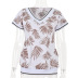 printed thread short sleeve ladies loose V-neck T-shirt  NSKL24156
