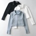 Small lapel zipper bottoming shirt solid color top NSHS24193