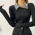 new short single-breasted leopard-print collar cardigan  NSHS24202