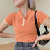 lapel button knit short-sleeved new T-shirt NSHS24230