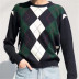 Diamond plaid pullover sweater  NSHS24322