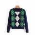 Diamond plaid pullover sweater  NSHS24322