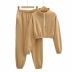 half zipper plus fleece sweatershirt elastic waist sports pants suit NSHS24330