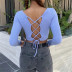 hollow leak back knitted bottoming sweater NSHS24344