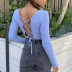 hollow leak back knitted bottoming sweater NSHS24344