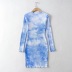 tie-dye printing slim dress  NSHS24385