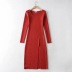 high slit knit long dress NSHS24408