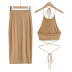cross straps top and elastic skirt set NSAC24490