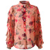 camisa de chifón con manga de hoja de loto y abotonadura sencilla NSMY24591