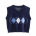 V-neck diamond lattice knitted vest   NSHS24678