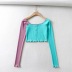 square collar buttoned color matching short sweater NSHS24681