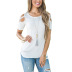 solid color ripped shoulder top NSZH24708