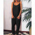 sleeveless loose solid color suspender jumpsuit NSZH24711