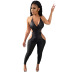 halter waistless lace-up pleated leather jumpsuit  NSMX24765