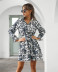 spring new women s single-breasted flared sleeve leopard shirt dress NSMY15910