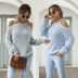 fashion casual hanging neck strapless long-sleeved loose sweater NSMY15914