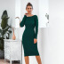 Long Sleeve Lace-up Knitted Sweater Dress NSMY15968