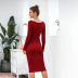 Long Sleeve Lace-up Knitted Sweater Dress NSMY15968