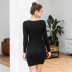 women s autumn and winter long-sleeved round neck sexy knitted sweater dress NSMY15979