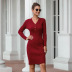 fall/winter fashion casual V-neck long-sleeved sweater skirt NSMY15989