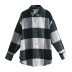 winter checked loose woolen shirt jacket  NSAM16149