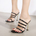 super high-heeled metal thin belt pointed toe hollow sandals  NSSO16188