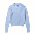 fashion lapel pure color pullover sweater NSLD16230