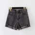 fashion raw-edge denim shorts  NSAC16261