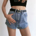high waist crimped cuffed denim shorts  NSAC16266