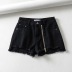 pantalones cortos de mezclilla con borde sin rematar y cintura alta con abertura lateral NSAC16284