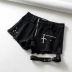 High waist zipper decorative raw edge denim shorts NSAC16285
