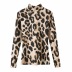 halter leopard print long-sleeved T-shirt  NSAC16404