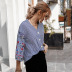 cotton and linen V-neck T-shirt NSKA16458