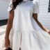solid color short-sleeved ruffle dress  NSYD16482
