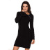 long-sleeved mid-length sweater dress  NSSI16512