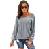 solid color V-neck casual loose long-sleeved plus size women s sweater  NSSI16536