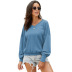 solid color V-neck casual loose long-sleeved plus size women s sweater  NSSI16536