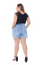 Plus size raw edge denim shorts NSSY16850