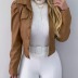 fashion lapel PU leather short solid color cardigan jacket NSYD16958