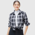 black and white plaidcasual long-sleeved blouse NSJR17230