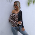 casual leopard print stitching loose fashion long-sleeved sweater NSJR17232