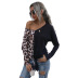 casual leopard print stitching loose fashion long-sleeved sweater NSJR17232