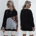 contrast stitching leopard print round neck long-sleeved loose blouse  NSJR17255