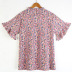 Large size lotus leaf sleeve mesh stitching polka dot loose T-shirt  NSJR17178