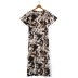 Round Neck Fashion Flying Sleeve Ink Loose Plus Size Dress  NSJR17214