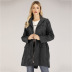 plus size hooded zipper pocket long sleeve long coat  NSJR17221