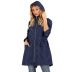 plus size hooded zipper pocket long sleeve long coat  NSJR17221