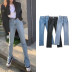 casual fashion split high waist stitching jeans  NSLD17477