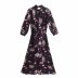 autumn and winter flower printing long lace-up dress  NSAM17575