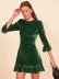 winter velvet ruffled dark green dress  NSAM17578
